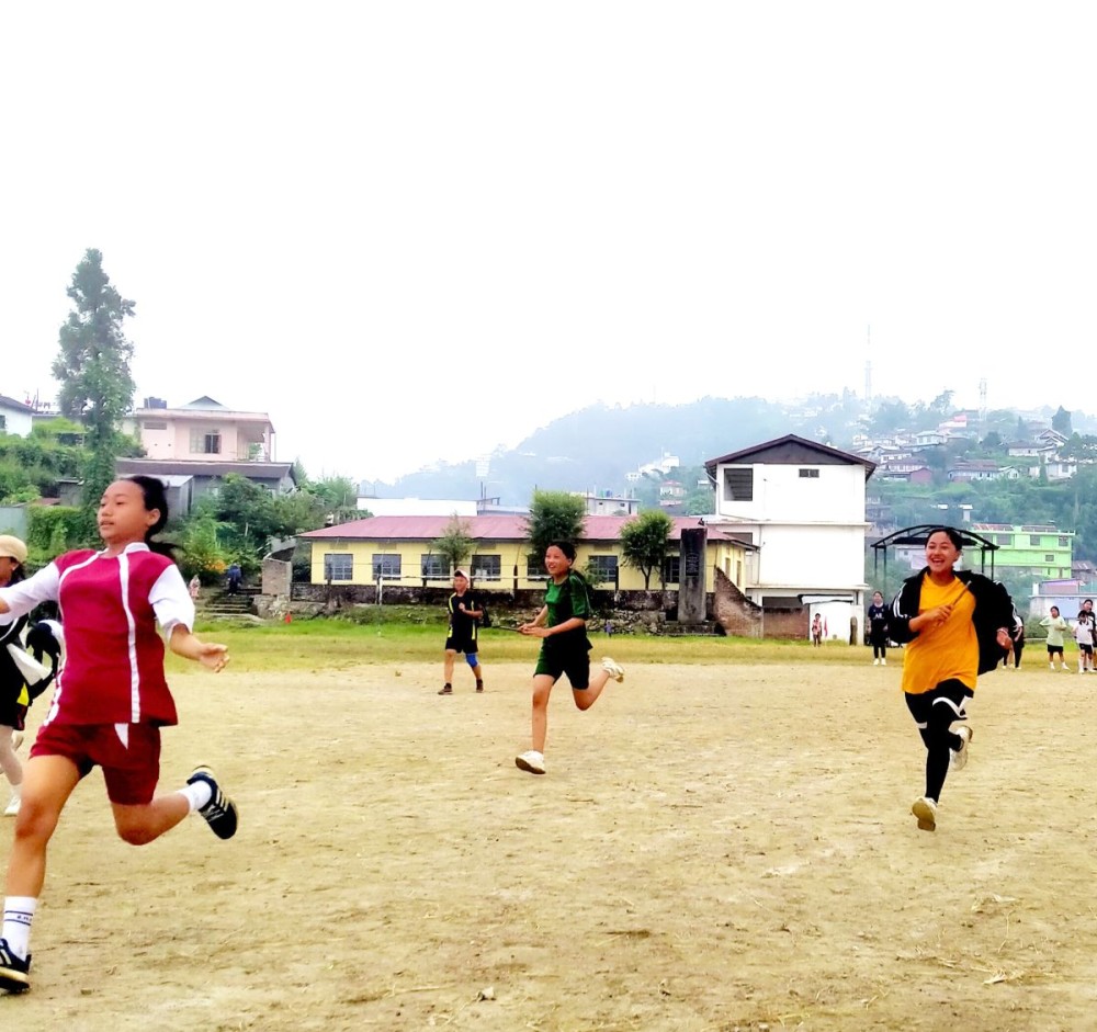 A relay race in progress during the inaugural day of the annual Sports and Games of Baptist Mission School, Jotsoma on October 17. (Photos Courtesy: BMS)