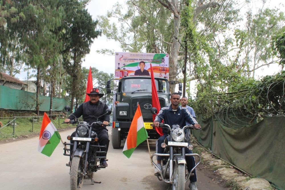 Trophy parade for 8th Captain N Kenguruse, MVC Football Tournament in Kohima on October 26. (Morung Photo)
