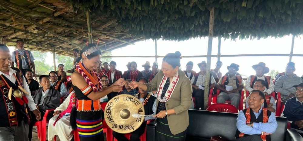 Phangnon Konyak during the inauguration of Longkei football ground on October 28.