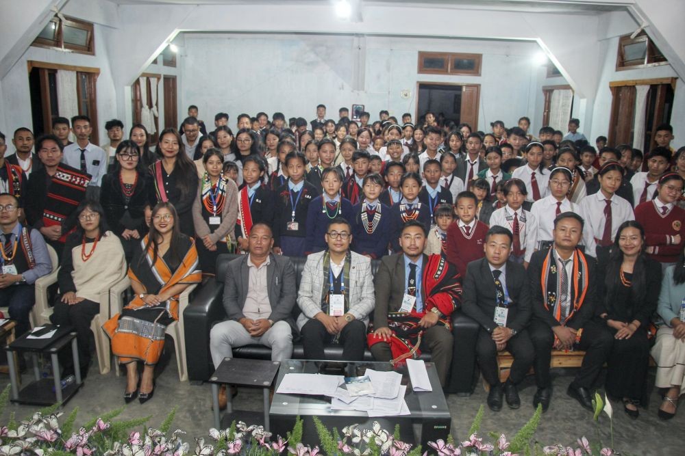 Dignitaries with participants of Inter-Unit Literary Competition.