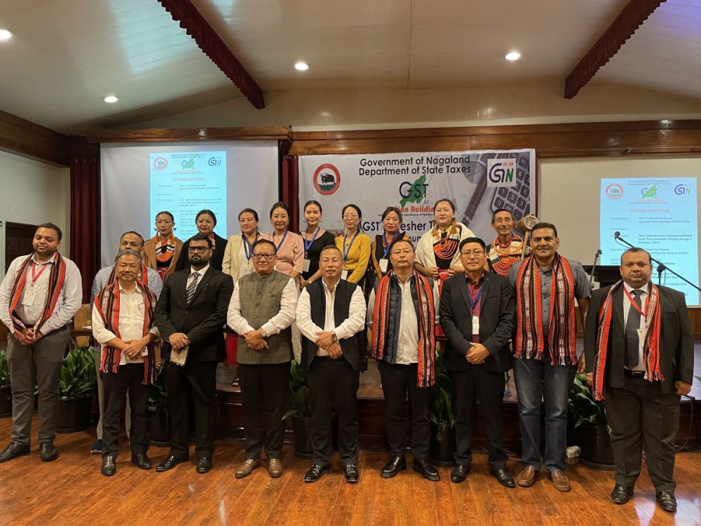 Deputy Chief Minister, TR Zeliang; MLA and Advisor for Taxes and CAWD, Kudecho Khamo, alongowth others, at the GST Refresher Training cum Stakeholders’ Meet, which concluded on October 25, in Chümoukedima. (Morung Photo)
