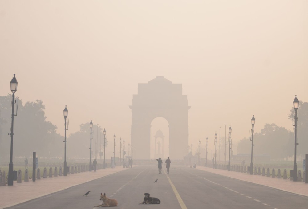 New Delhi: Dense smog envelops Kartavya Path, affecting visibility as the city experiences high air pollution levels in New Delhi on Thursday, October 24, 2024. (Photo: IANS/Wasim Sarvar)