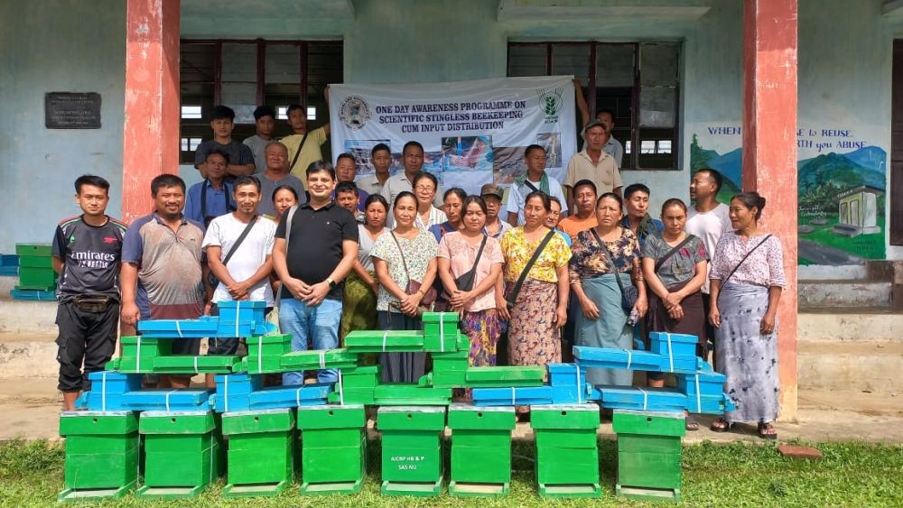 The participants with officials during the training held at Pungalwa village, Peren district on October 8.