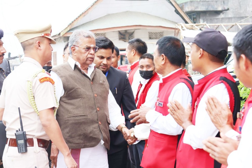 Nagaland Governor La Ganesan during his visit to Mon on October 17.