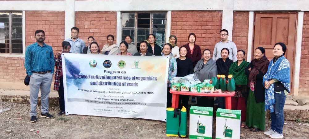 Attendees of the one-day training programme on ‘Improved Cultivation Practices of Vegetables and Distribution of Seeds’ for Self-Help Groups (SHGs) held Peletkie Village on November 14.