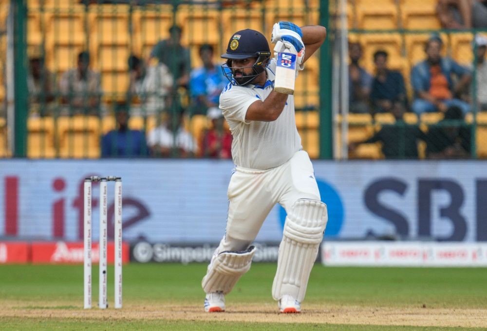 Bengaluru: India's Captain Rohit Sharma plays a shot during day three of the first cricket test match between India and New Zealand at the M.Chinnaswamy Stadium in Bengaluru on Friday, October 18, 2024. (Photo: IANS/Dhananjay Yadav)
