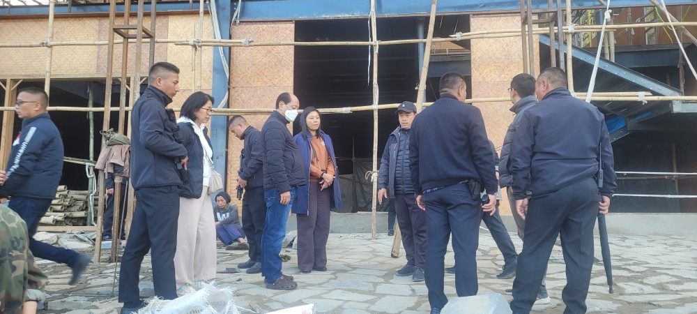 Neiphiu Rio inspects ongoing preparation for 25th Hornbill Festival 2024 at Kisama on November 23. (Morung Photo)