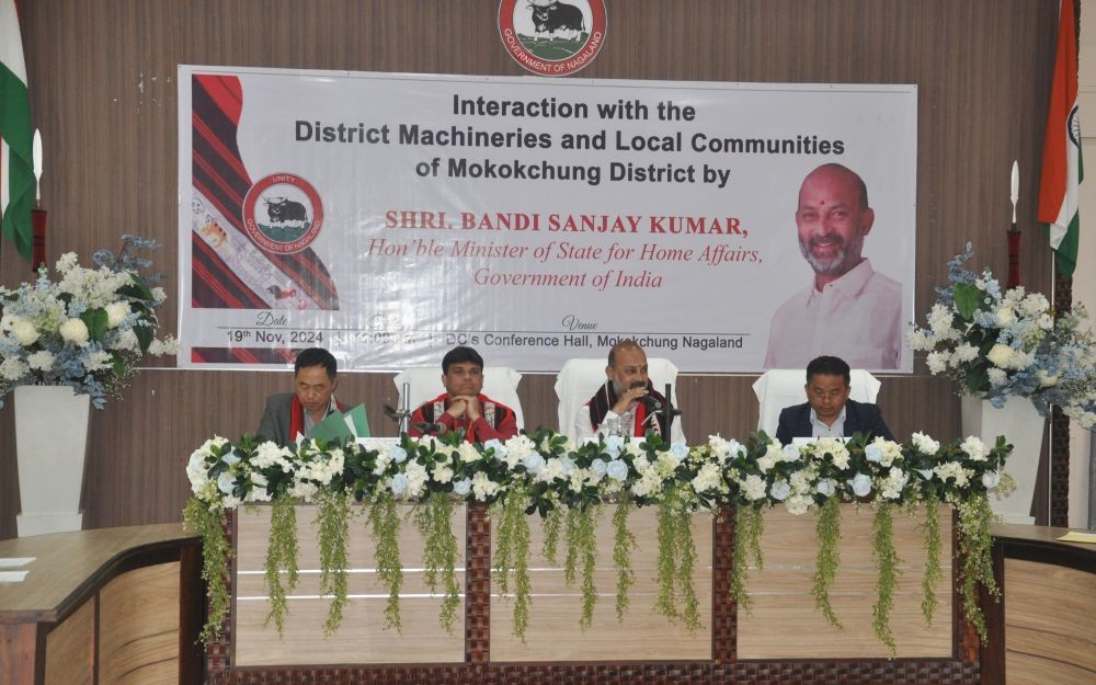 Union Minister of State (Home Affairs) Bandi Sanjay Kumar addresses the interactive session with district machinery and local communities during his visit to Mokokchung on November 19. (DIPR Photo)