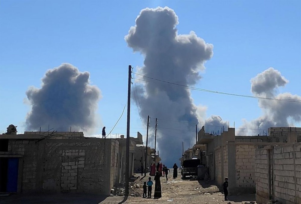 Smoke caused by an Israeli missile attack rises from the city of Palmyra, central Syria, Nov. 20, 2024. (Photo: IANS/Xinhua)