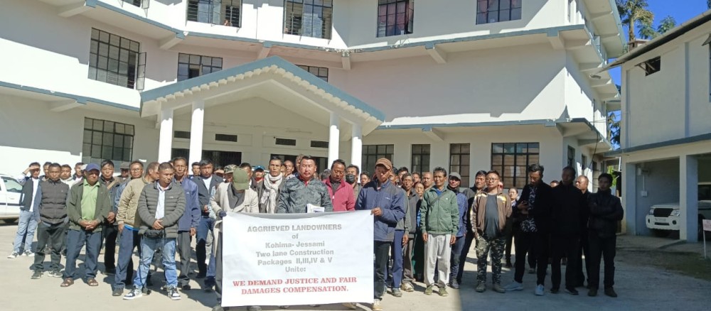 Aggrieved landowners at DC Office Phek on November 18 after serving their ultimatum.