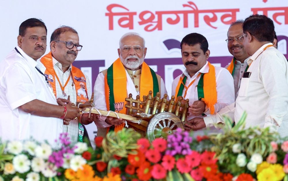 Nashik: Prime Minister Narendra Modi during a public meeting ahead of the Maharashtra Assembly Election in Nashik on Friday, November 8, 2024. (Photo: IANS)
