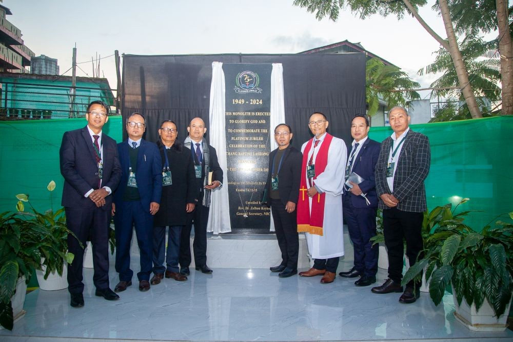Rev Dr Zelhou Keyho and others during the Chang Baptist Lashong Thangyen 75th anniversary celebration at Tuensang Town Baptist Lashong on November 25-26.