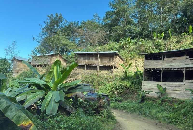 Structures, reportedly built in anticipation of compensation,  are seen along the stretch of National Highway 702A in this photo  shared by Nagaland Deputy Chief Minister TR Zeliang . (Image Courtesy: @TRZeliang/X)