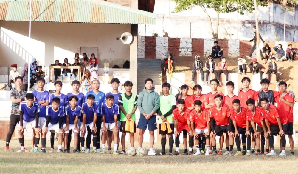 Team takes a moment for a photo op before a match at the 3rd MHSS Annual Sports Meet.