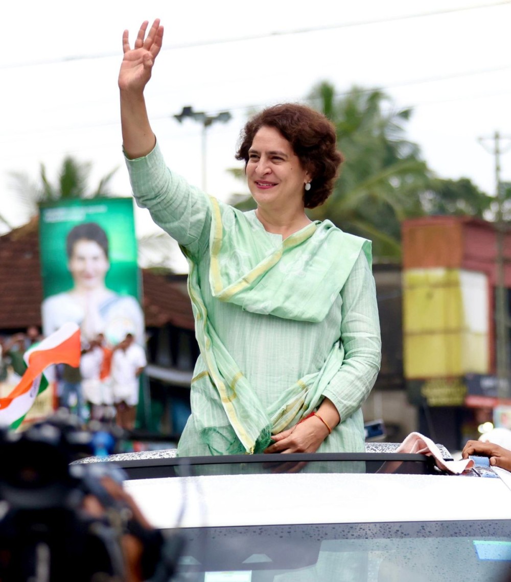 Wayanad: Congress candidate Priyanka Gandhi Vadra campaigns ahead of the by-polls in Wayanad on Sunday, November 3, 2024. (Photo: IANS)