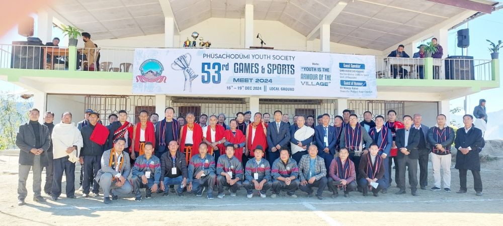 Kudecho Khamo with others during 53rd games & sports meet of Phusachodu Youth Society on December 16.