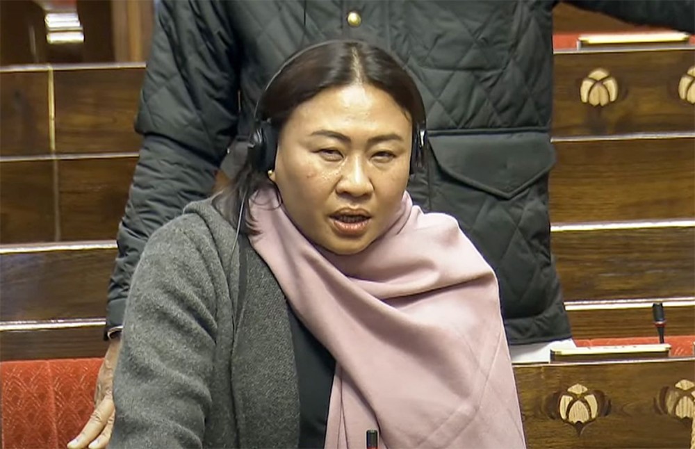 New Delhi: BJP Phangnon Konyak speaks in the Rajya Sabha during the winter session of Parliament in New Delhi on Thursday, December 19, 2024. (Photo: IANS/Sansad TV)