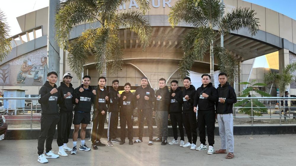Nagaland state Muaythai team prior their departure from Dimapur Railway station on Tuesday.