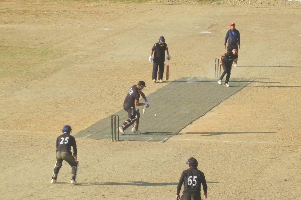 A match in progress at the 29th T20 Winter Cricket Challenge, held at the Local Ground Wokha.