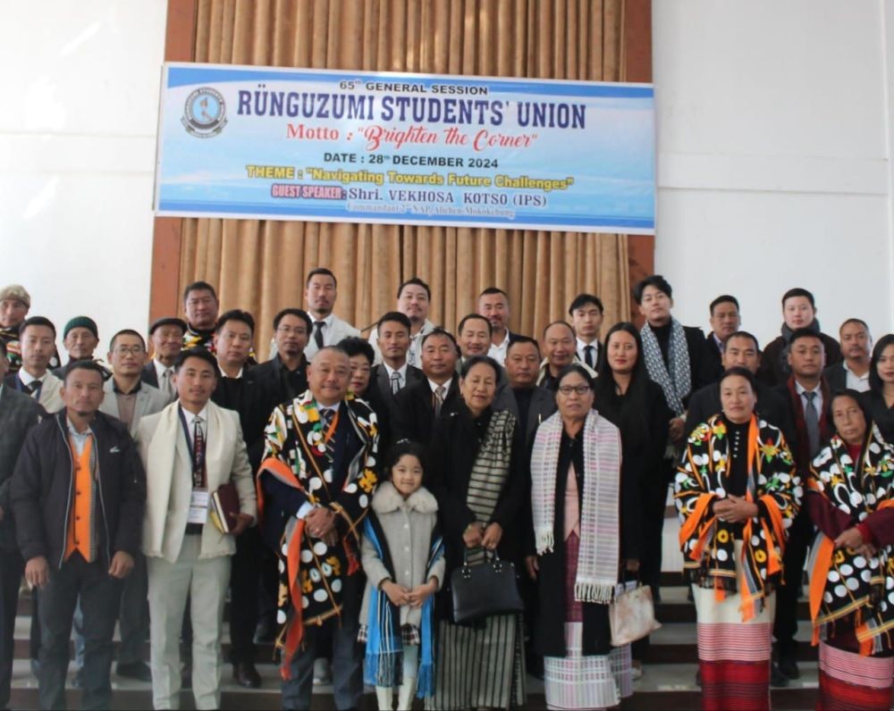 Vekhosa Kotso and other dignitaries with leaders of RSU and Runguzu village on December 28. (Photo Courtesy: RSU)