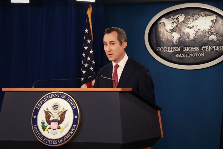 US State Department Spokesperson Matthew Miller briefs foreign correspondents in Washington on Tuesday, December 17, 2024. (IANS/State Dept. Photo)