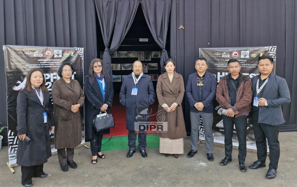 Advisor IPR, Soil & Water Conservation, Imkong L Imchen IPR officials and Portrait Enterprise during the inauguration of HIPFEST at the 25th Edition of Hornbill festival, Kisama, Kohima on December 1. (DIPR Photo)