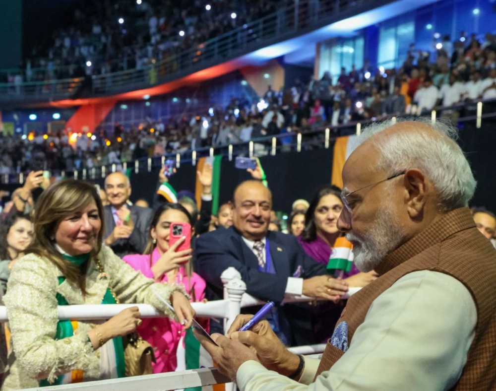 Kuwait: Prime Minister Narendra Modi attends a community programme in Kuwait on Saturday, December 21, 2024. (Photo: IANS)