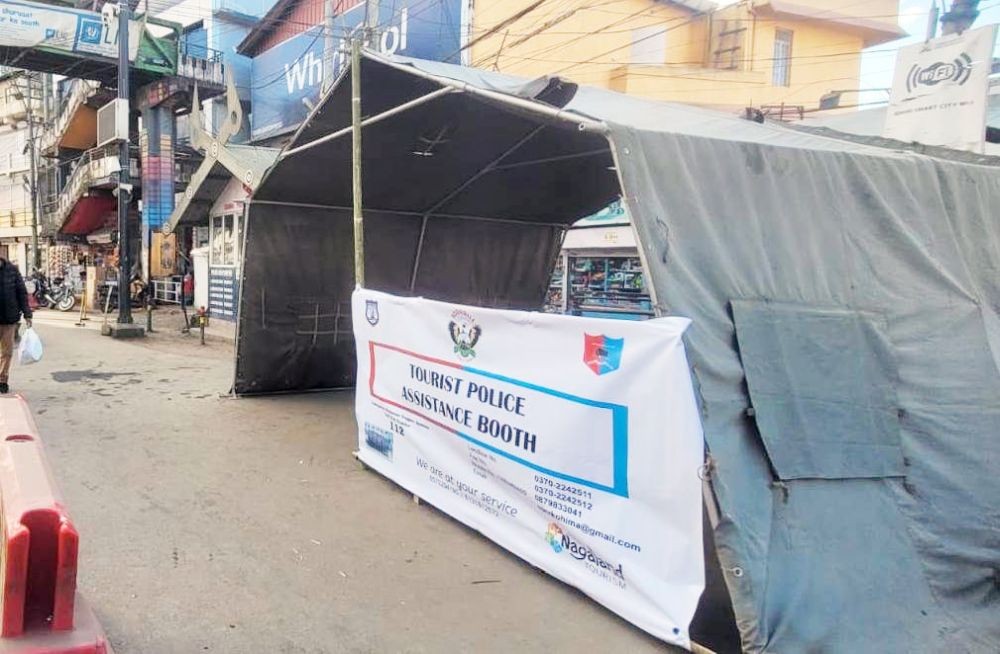 Tourist Police Assistance Booth set up in Kohima for upcoming 25th Hornbill Festival 2024. (Morung Photo)