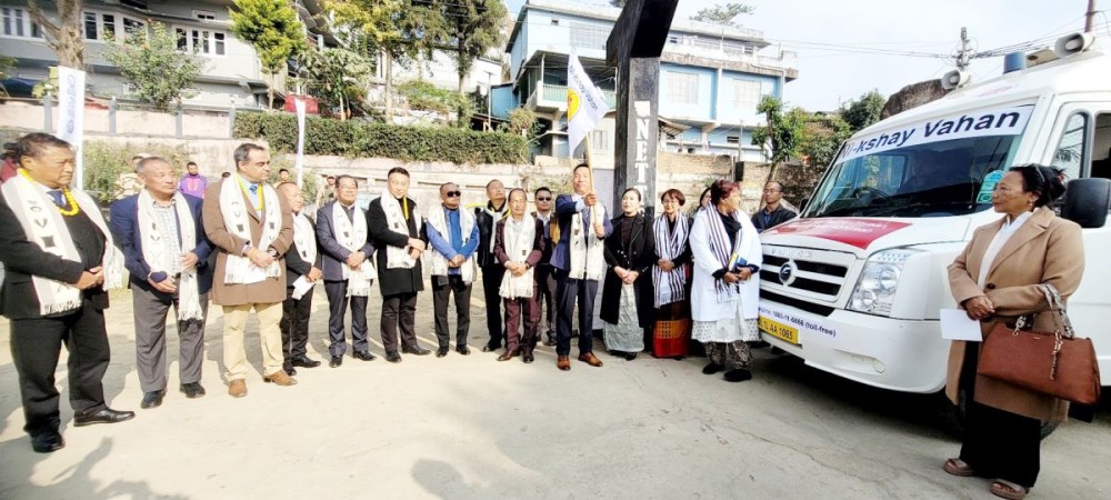 Minister P Paiwang Konyak flag-off of Ni-Kshay Vahan in Kohima on December 7. (Morung Photo)