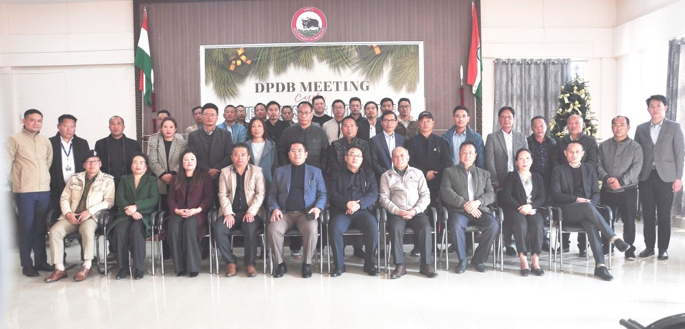 Chairman of Mokokchung DPDB and Speaker of the NLA, Sharingain Longkumer, along with MLA and Advisor, Imkongmar, and other DPDB members during the monthly Mokokchung District DPDB meeting cum Advent Christmas programme held at the Deputy Commissioner’s Conference Hall on December 11, 2024.