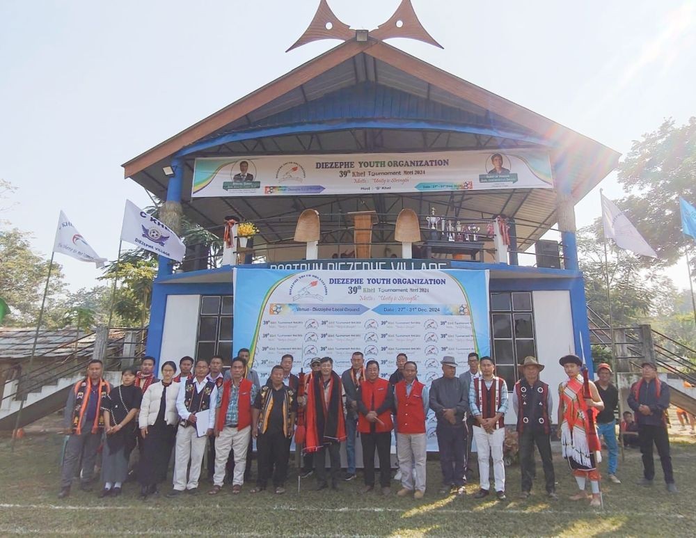 Dignitaries and others during 39th Khel tournament meet 2024 at Diezephe on December 27.