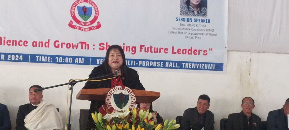 Zhonelü Tunyi addressing TSU 71st general session on December 28. (Morung Photo)