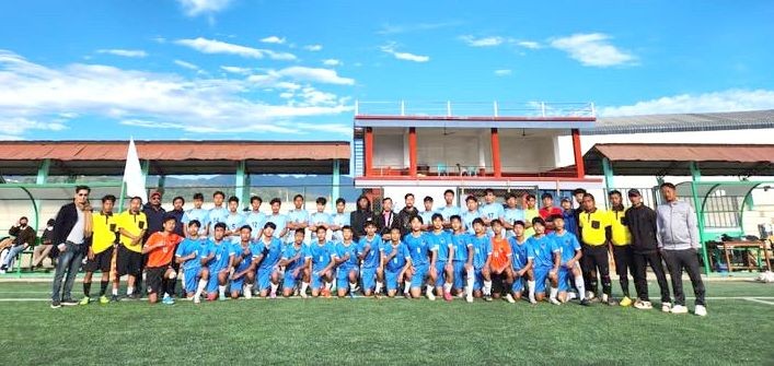 Finalist before the kick off with the match officials and the organisers. (Morung Photo)