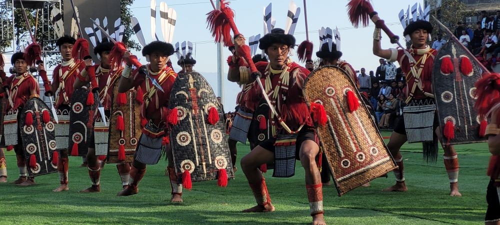 Ao Nagas perform at 25th Hornbill Festival 2024 at Naga Heritage Village Kisama on December 4. (Morung Photo)