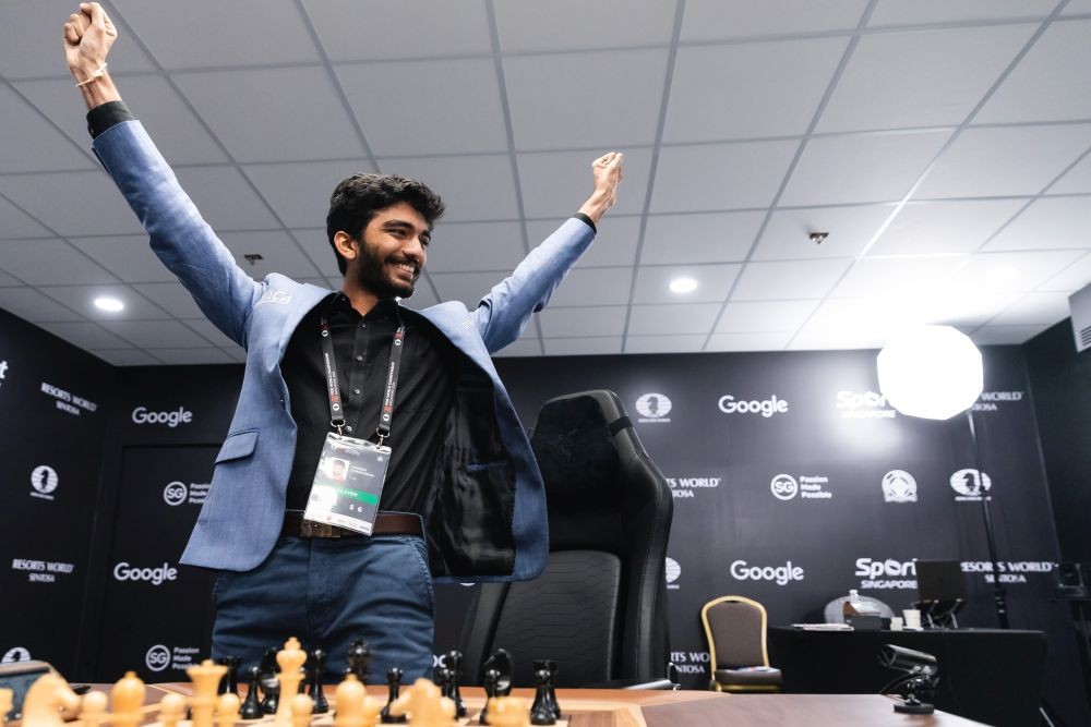 Singapore: Indian Grandmaster D.Gukesh during the 14th game of the FIDE World Chess Championship 2024 against China’s Ding Liren, in Singapore,  on Thursday, December 12, 2024. Photo: (IANS/FIDE/ Eng Chin An)