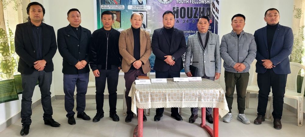 NACRYF officials with organizing committee and others during press conference on December 21. (Morung Photo)