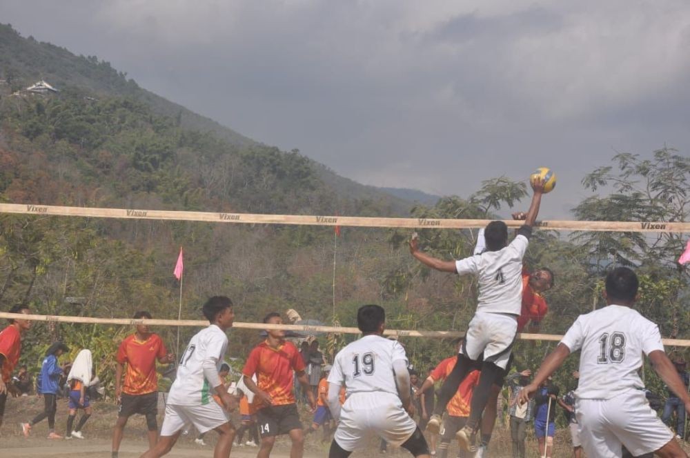 Volleyball match on 4th  day of TASA 60th meet at Khuza town.