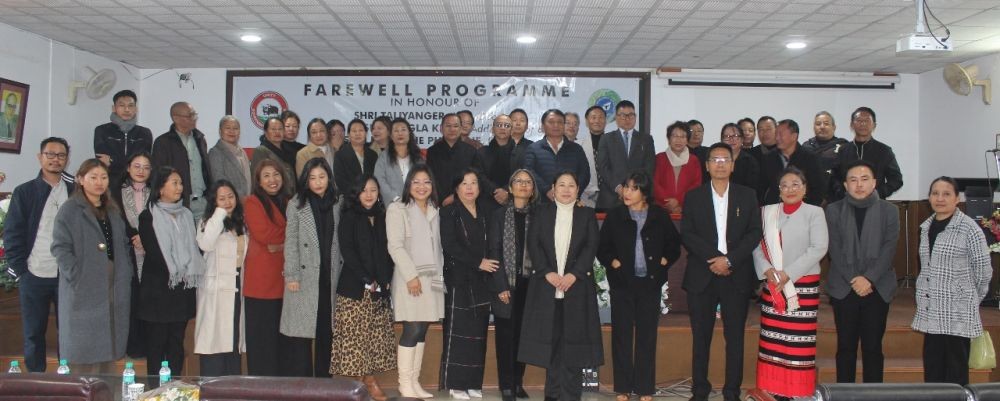 Minister Metsubo Jamir along with outgoing officers and others during the farewell programme on January 8 at RD Conference Hall, Kohima. (Photo Courtesy: Media officer RD)