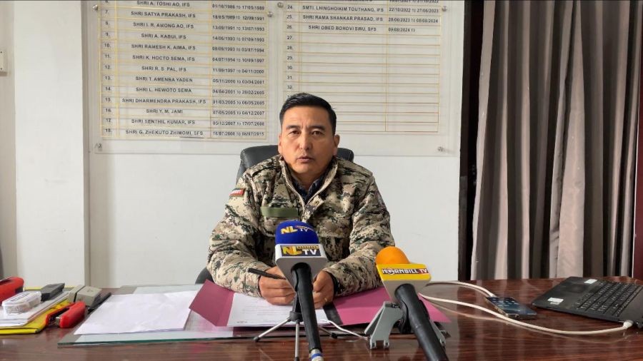 Divisional Forest Officer Zunheboto, Obed Bohovi Swu, addressing the media on January 27. (Morung Photo)