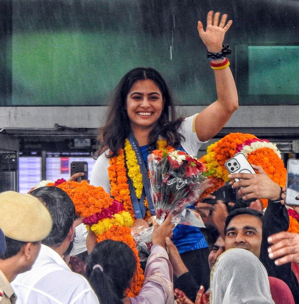 File Photos: IANS: Manu Bhaker will be felicitated with the Major Dhyan Chand Khel Ratna award for her exceptional achievements in shooting, including being a two-time Olympic medalist.