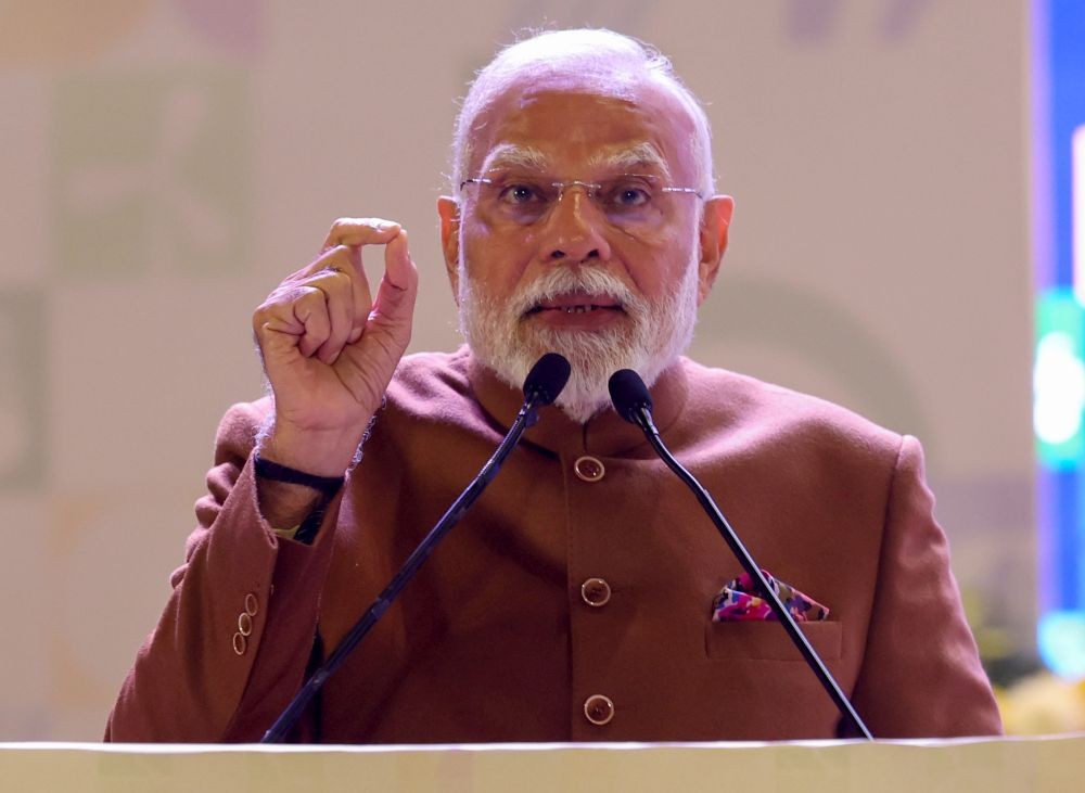 New Delhi: Prime Minister Narendra Modi addresses at the inauguration of Grameen Bharat Mahotsav at Bharat Mandapam in New Delhi on Saturday, January 04, 2025. (Photo: IANS)