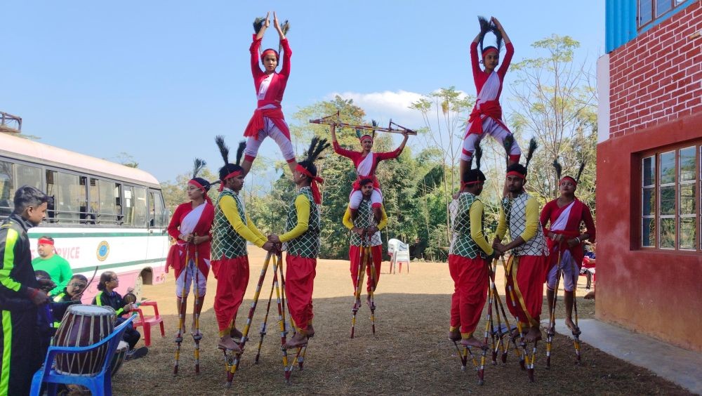 Youths from West Bengal performing cultural presentation at Medziphema Village as part of Inter State Youth Exchange Programme on January 17. (Morung Photo)