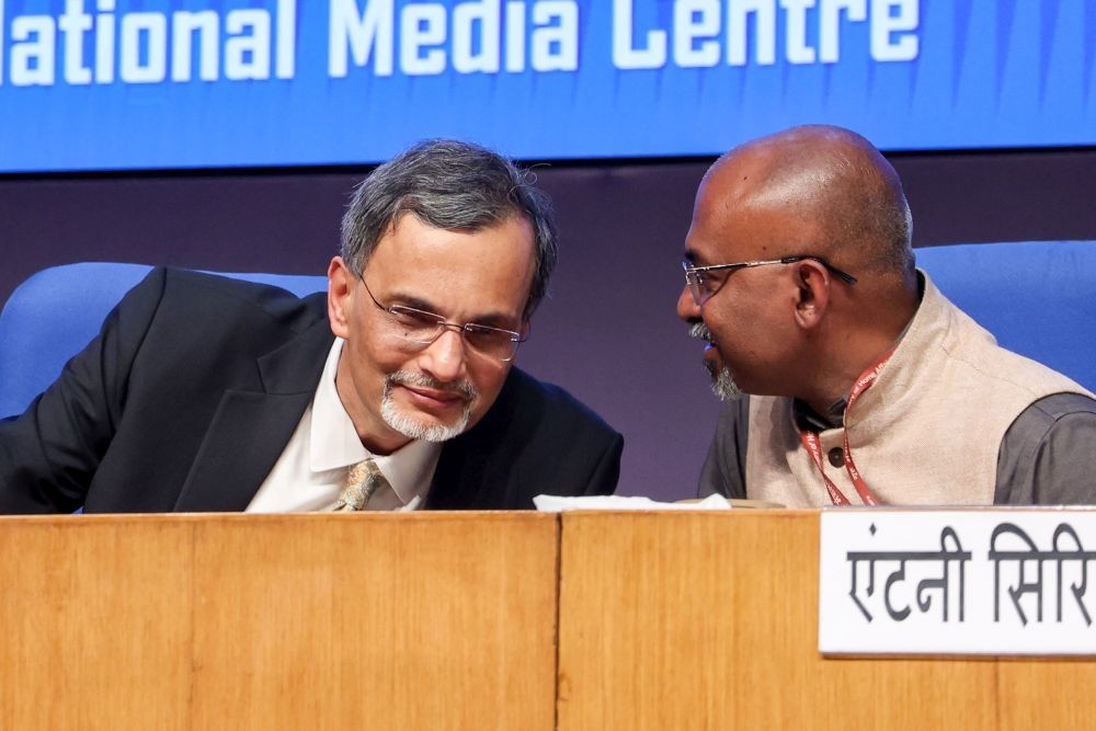 New Delhi: Chief Economic Adviser V Anantha Nageswaran at a press conference in New Delhi on Friday, January 31, 2025. (Photo: IANS/Prem Nath Pandey)