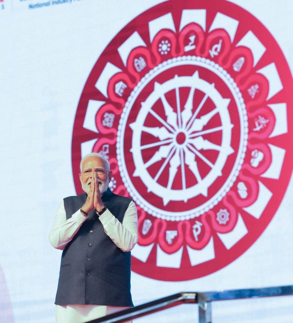 Bhubaneswar: Prime Minister Narendra Modi during the inauguration of 'Utkarsh Odisha Make in Odisha Conclave' at Janta Maidan in Bhubaneswar on Tuesday, January 28, 2025. (Photo: IANS)