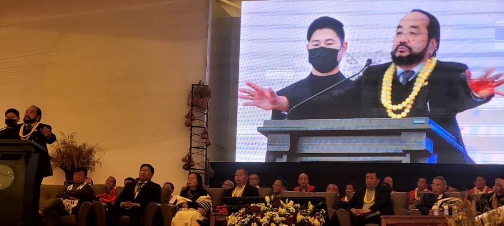 Dy CM Y. Patton addressing the 175th anniversary of Lhisemia Kethinuokelie 2025 in Kohima on January 4. (Morung Photo)