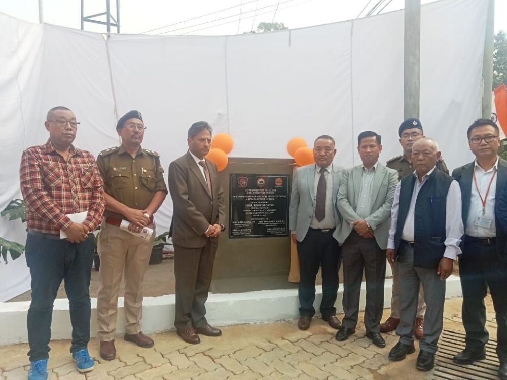 MLA & Advisor, Prisons and Printing & Stationery, Kropol Vitsu and DGP Rupin Sharma with others at the Ummeed Prison Welfare Service Station, which was inaugurated in Dimapur on January 28. (Morung Photo)