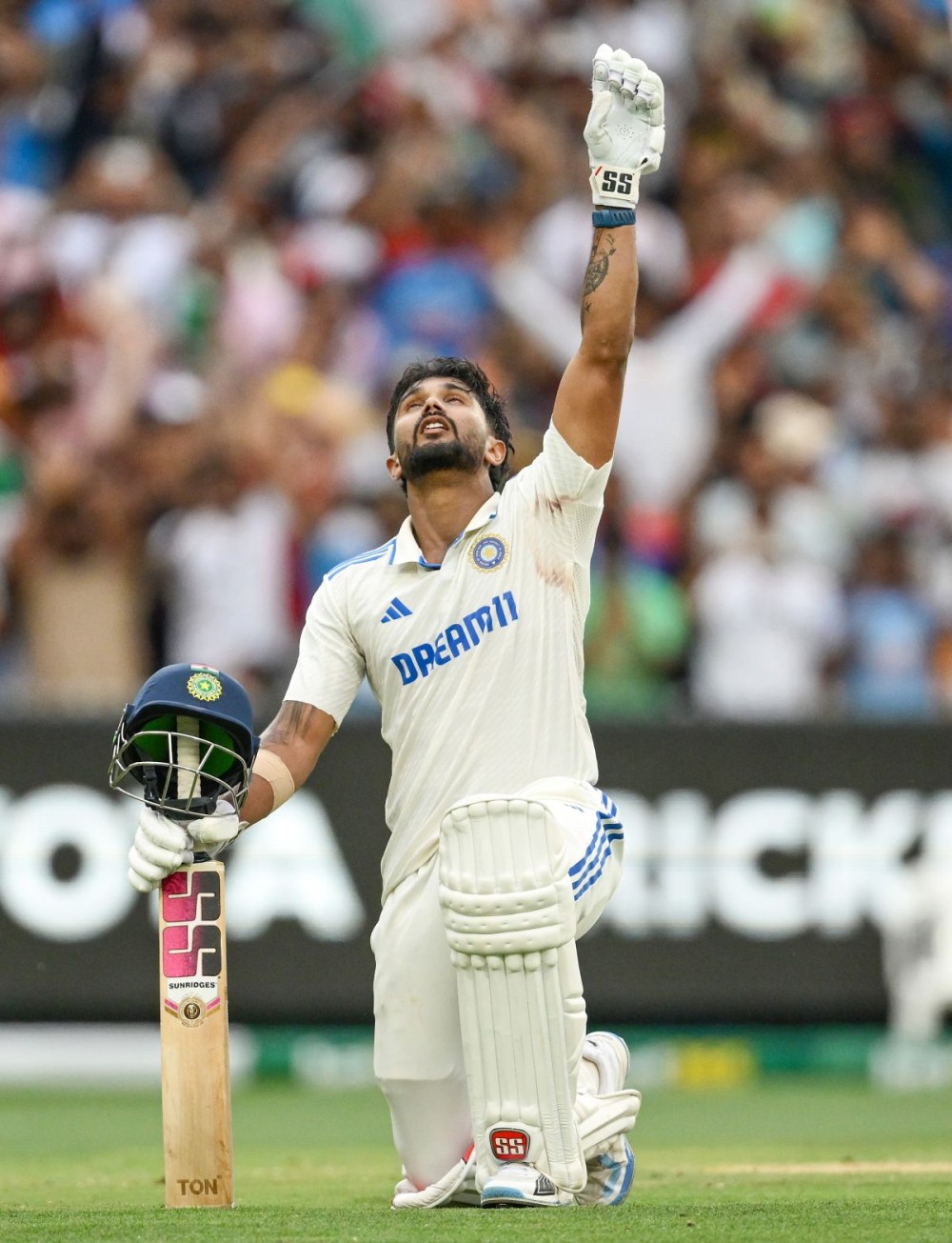 Melbourne: India's Nitish Reddy celebrates his century during the third day of the fourth cricket test match between Australia and India at the Melbourne Cricket Ground in Melbourne on Saturday, December 28, 2024. (Photo: IANS/@BCCI)