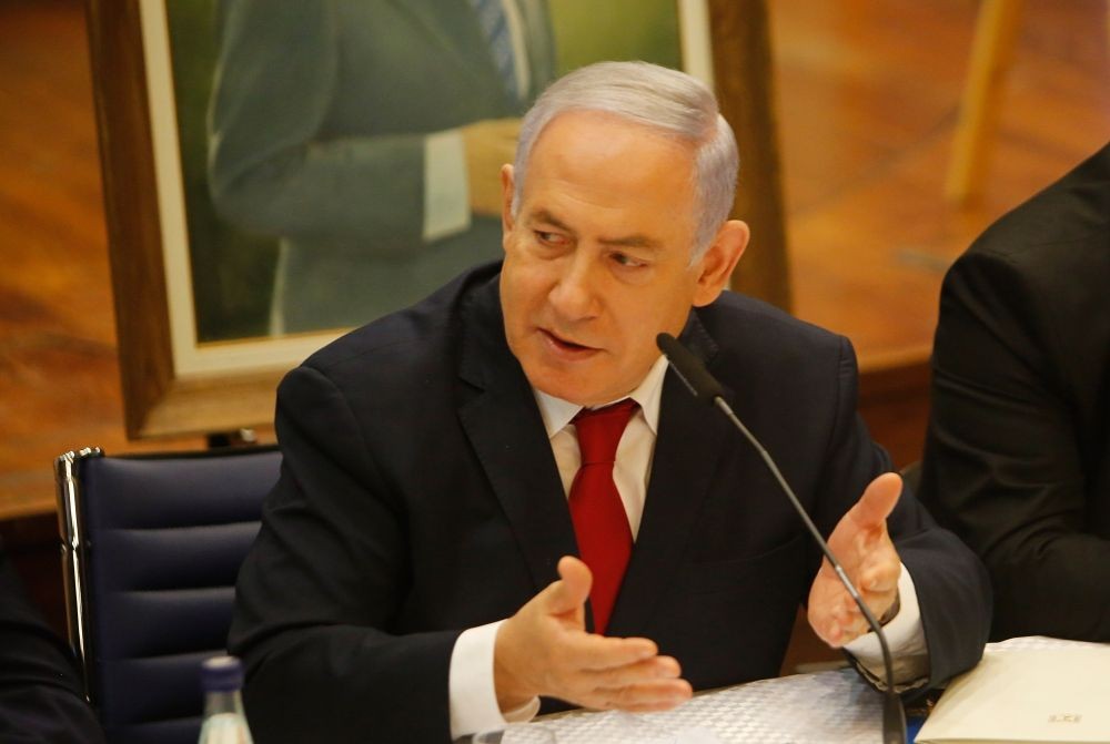 JERUSALEM, March 11, 2019 (Xinhua) -- Israeli Prime Minister Benjamin Netanyahu speaks during the Likud party meeting in memory of the late Prime Minister Menachem Begin at the Menachem Begin Heritage Center in Jerusalem, March 11, 2019. (Xinhua/Gil Cohen Magen/IANS)