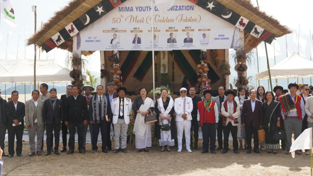 Minister Salhoutuonuo Kruse along with others during the 50th Games & Sports Meet 2025 of Mima Youth Organization at Mima Village, Kohima on January 13. (Morung Photo)