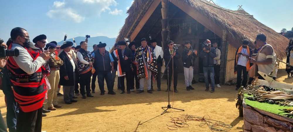 Minister Temjen Imna Along and other dignitaries during the Sükrünye Festival at Phek Town on January 14. (Morung Photo)